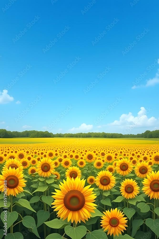 Obraz premium Golden Sunflower Farm on a Bright Summer Day