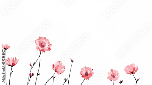 Abstract spring floral art background vector illustration. Watercolor hand painted botanical flower, leaves, eucalyptus, wildflower. Design for wallpaper, banner, card, print, wedding.