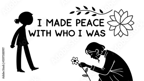 Embracing Inner Peace Through Self-Discovery in a Minimalist Graphic Environment