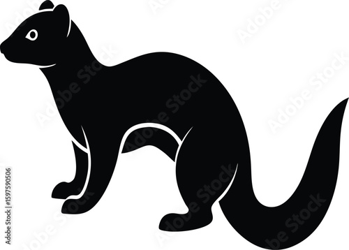 Weasel small predator silhouette vector art illustration