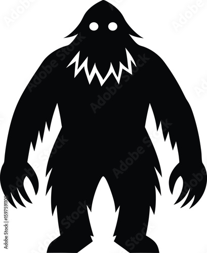 Yeti mythical creature silhouette vector art illustration