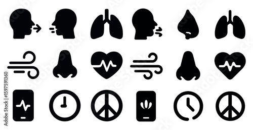 Healthcare and wellness solid icons set – filled, medical, health symbols