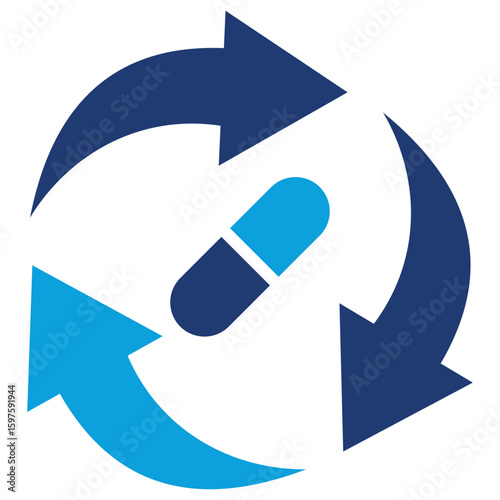 Drug Repurposing Flat Blue Icon