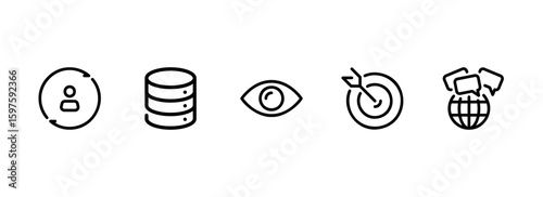 Digital Marketing and Data Analytics Outline Icon Collection