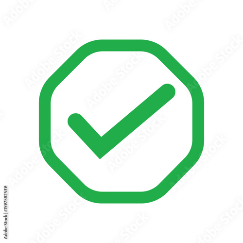 Green check mark, isolated tick symbols, checklist signs, and an approval badge. Flat and modern checkmark design, vector illustration.