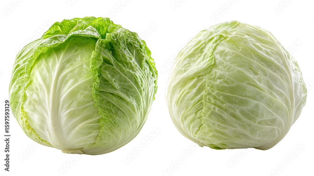 Fototapeta premium Closeup of a freshly cut cabbage, unveiling the intricate layers and vibrant green hues of this nutritious vegetable.