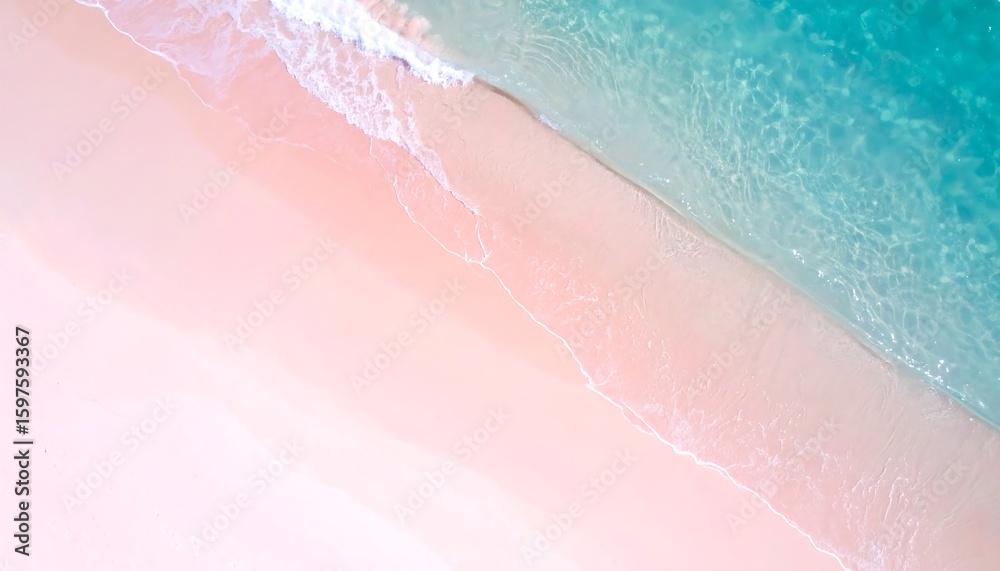 Fototapeta premium Aerial view of a pink beach and turquoise water