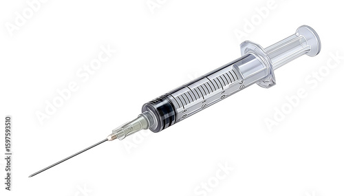 Injection with a syringe on transparent background, png