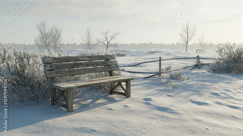 bench in the snow