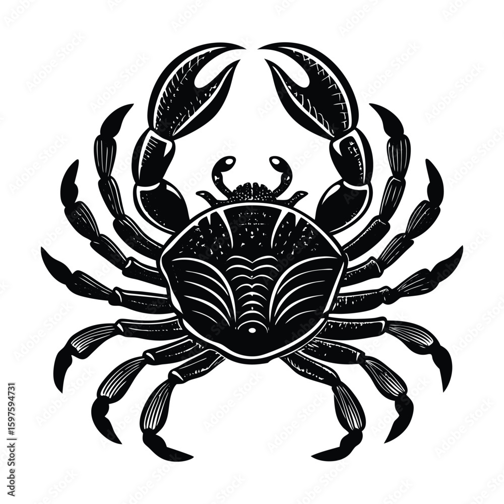 Fototapeta premium Vector illustration of an abstract background with a scorpion tattoo design