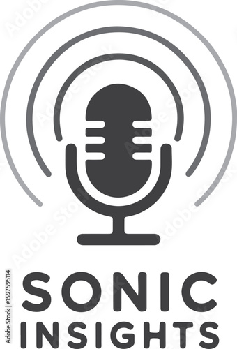 Podcast logo, podcast branding, audio logo, microphone logo, headphones logo, sound wave logo, podcast silhouette