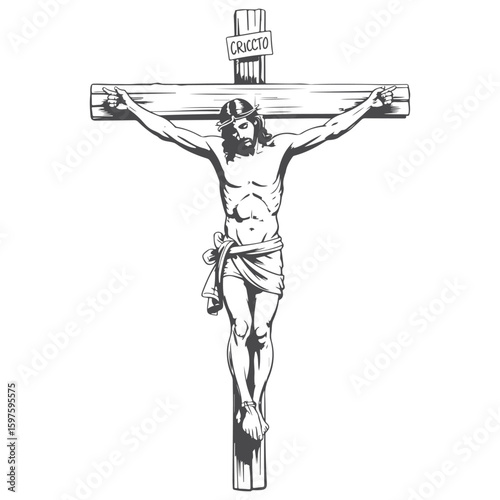 Illustration of the Crucifixion of Jesus Christ on the Cross