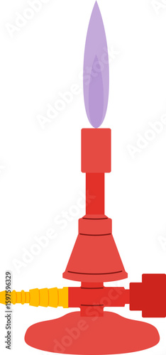 Illustration of a Bunsen Burner with Flame
