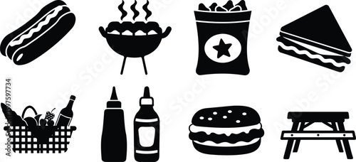 Picnic Food and Grill Icons