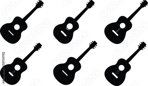 Acoustic Guitar Silhouette Set