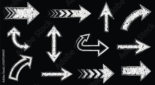 White grunge arrows vector set direction pointers navigation elements design graphic resources for designers