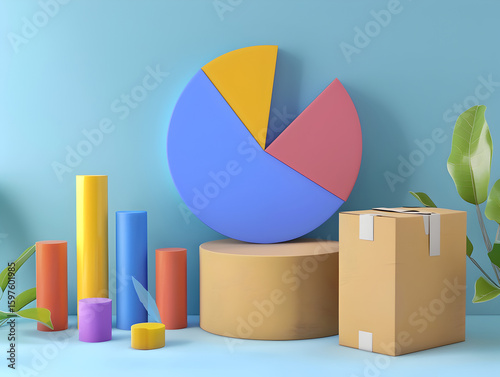 Data-Driven Time Management Setup with Graphs and Organized Desk Items