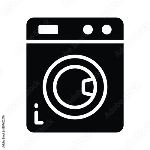 Trendy glyph style icon of front-load washing machine