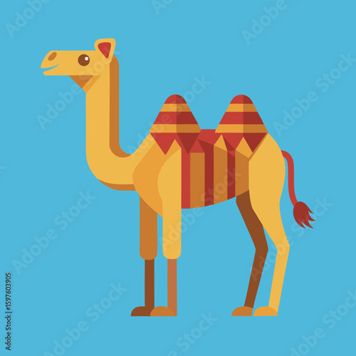 cartoon camel in desert