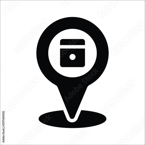 Handy glyph icon of marked laundry location pin