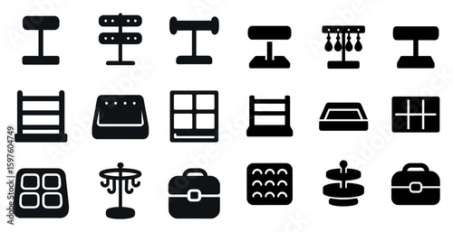Organizational filled icons set – storage, organization, neatness symbols