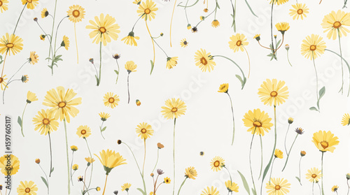 Abstract spring floral art background vector illustration. Watercolor hand painted botanical flower, leaves, eucalyptus, wildflower, stalk, dragonfly. Design for wallpaper, banner, card, wedding.