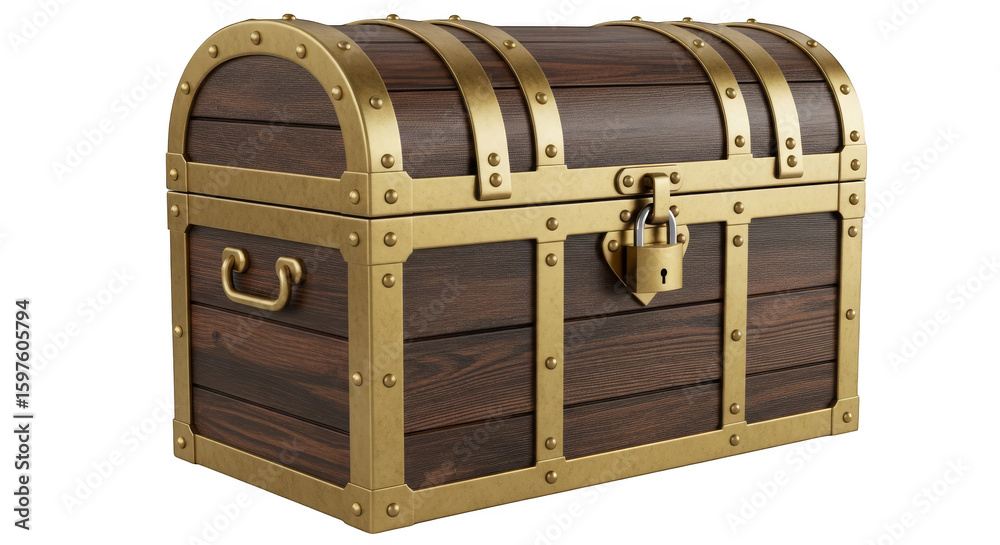 Locked Wooden Treasure Chest 3d Render Locked Wooden Treasure Chest 3d Render