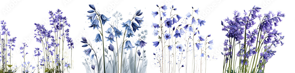 Obraz premium Bluebell Watercolor Collection: Spring Flower Floral Arrangement