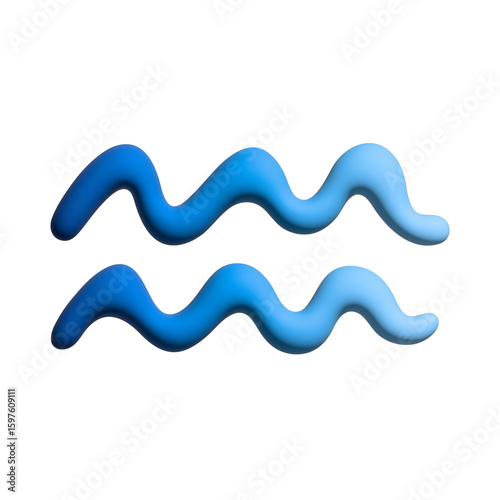 3d aquarius zodiac sign Astrology clipart Element for design