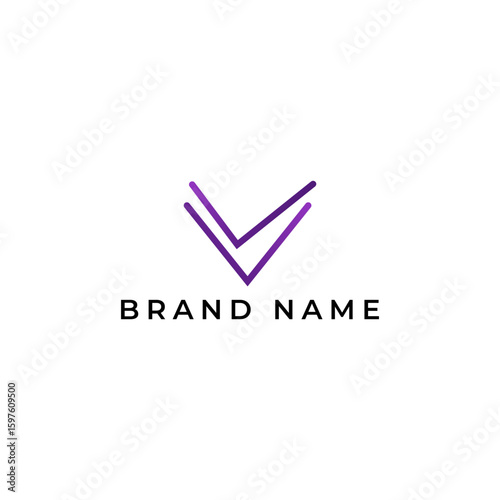 ILLUSTRATION TRIANGLE LETTER V GEOMETRIC LOGO ICON PURPLE GRADIENT COLOR TEMPLATE SIMPLE MINIMALIST ELEMENT DESIGN SIMPLE VECTOR GOOD FOR APPS, BRAND 