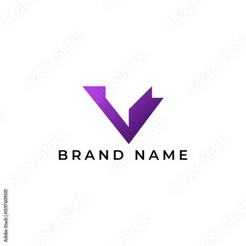 ILLUSTRATION TRIANGLE LETTER V GEOMETRIC LOGO ICON PURPLE GRADIENT COLOR TEMPLATE SIMPLE MINIMALIST ELEMENT DESIGN SIMPLE VECTOR GOOD FOR APPS, BRAND 