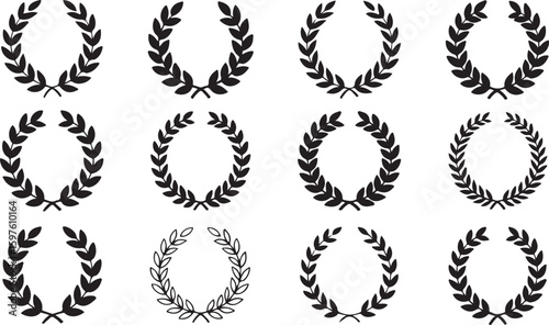 Classic Laurel Wreath Collection in Nine Elegant Vector Styles