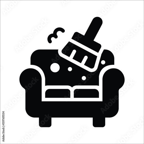 Handy glyph style icon of sofa cleaning session
