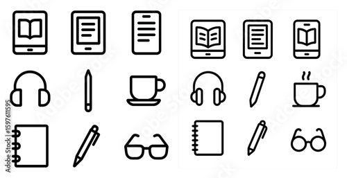 Education and learning line icons set – outline, academic and e-learning symbols