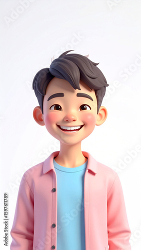 High-Quality 3D Avatar of a Joyful Girl in Soft Pastel Colors — Expressive Face, Clean White Background, Perfect for Digital Art, Branding, Social Media Profiles, and Character Design