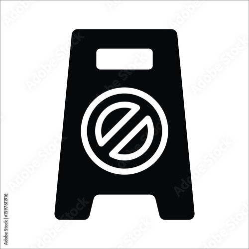 Handy glyph style icon of wet floor caution sign