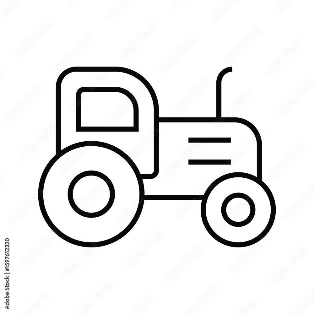 Simple Line Art of a Tractor for Farming and Agricultural Themes Simple Line Art of a Tractor for Farming and Agricultural Themes
