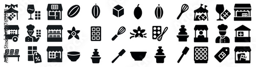 Bakery and pastry icons set - solid, filled, baking and sweets symbols