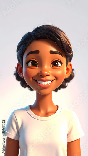 3D Render of a Happy Girl Avatar with Glowing Skin, Big Eyes, and Warm Soft Light — Perfect for Character Design, Digital Profiles, Social Media Icons, and Creative Visual Projects