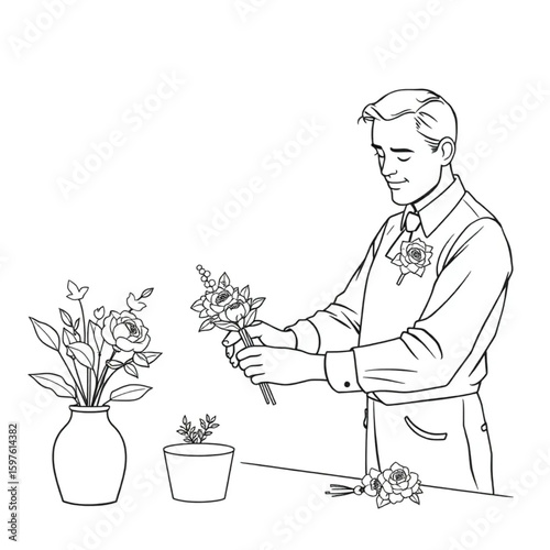 A florist practicing corsage arrangements for spring formal