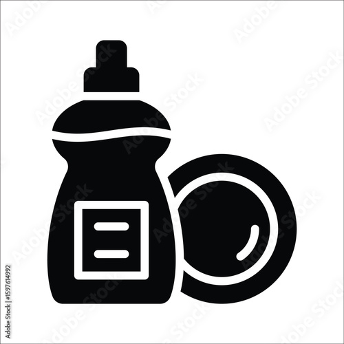 Trendy glyph style icon of dish soap bottle