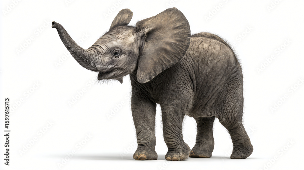 Obraz premium Majestic Baby Elephant: A young elephant, exuding strength and charm, stands proudly. Showcasing its playful nature and the enduring spirit of the animal kingdom.