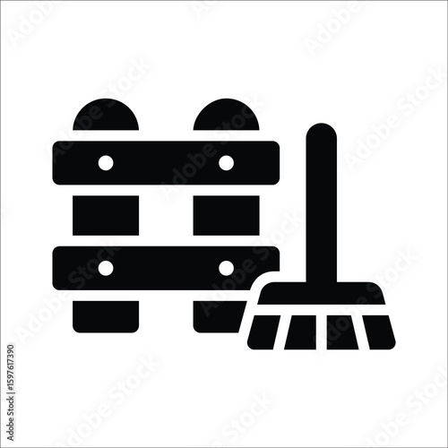 Handy glyph style icon of tall fence cleaning