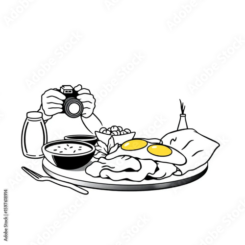 A food photographer adjusting shadows for a brunch spread