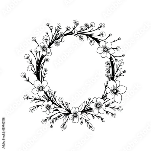 A florist binding wildflowers for a spring door wreath
