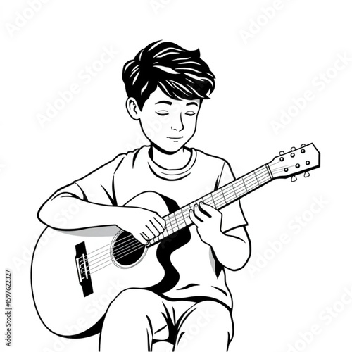 A teenager replacing guitar strings before a lesson