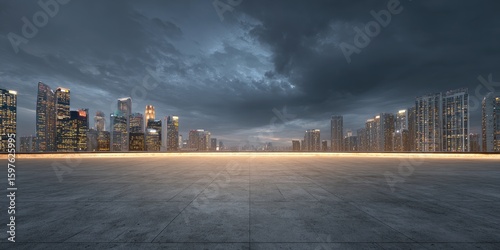 Fototapeta Naklejka Na Ścianę i Meble -  Empty city plaza at twilight