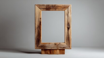 Stunning rustic reclaimed wood picture frame on a wooden base, perfect for displaying memories.