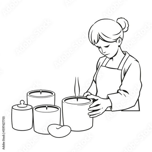 A candle maker pouring soy wax into custom molds