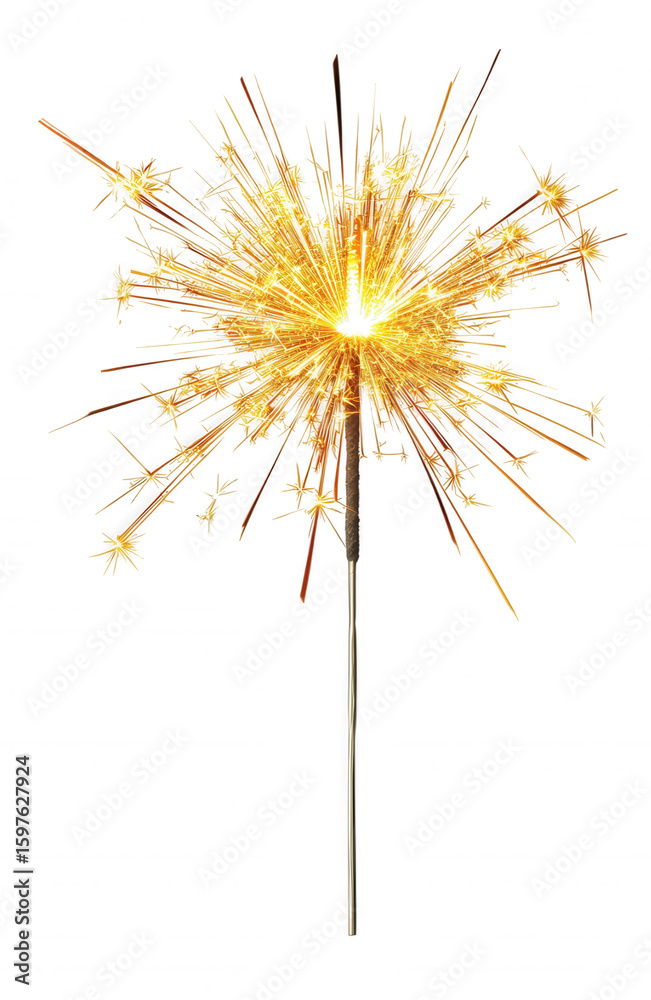 Fototapeta premium Bright sparkler glowing against transparent background, casting festive light and celebratory mood for holiday moments